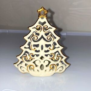 Lenox Bright Christmas White And Gold Christmas Tree Votive Candle Holder